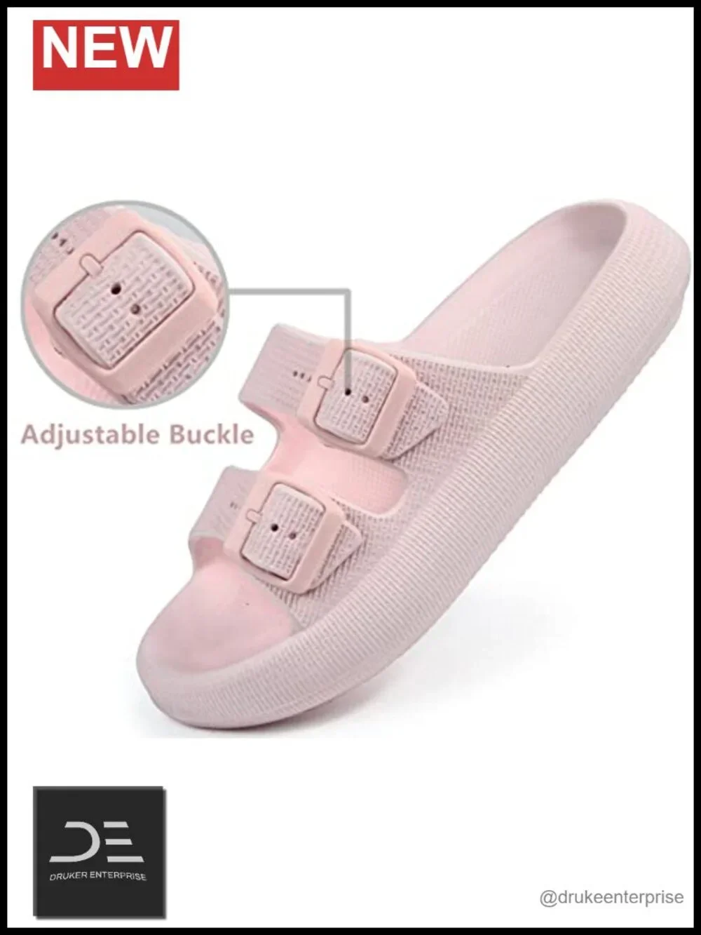 Thick Sole EVA Pillow Sandals with Adjustable Buckles for Women Men
